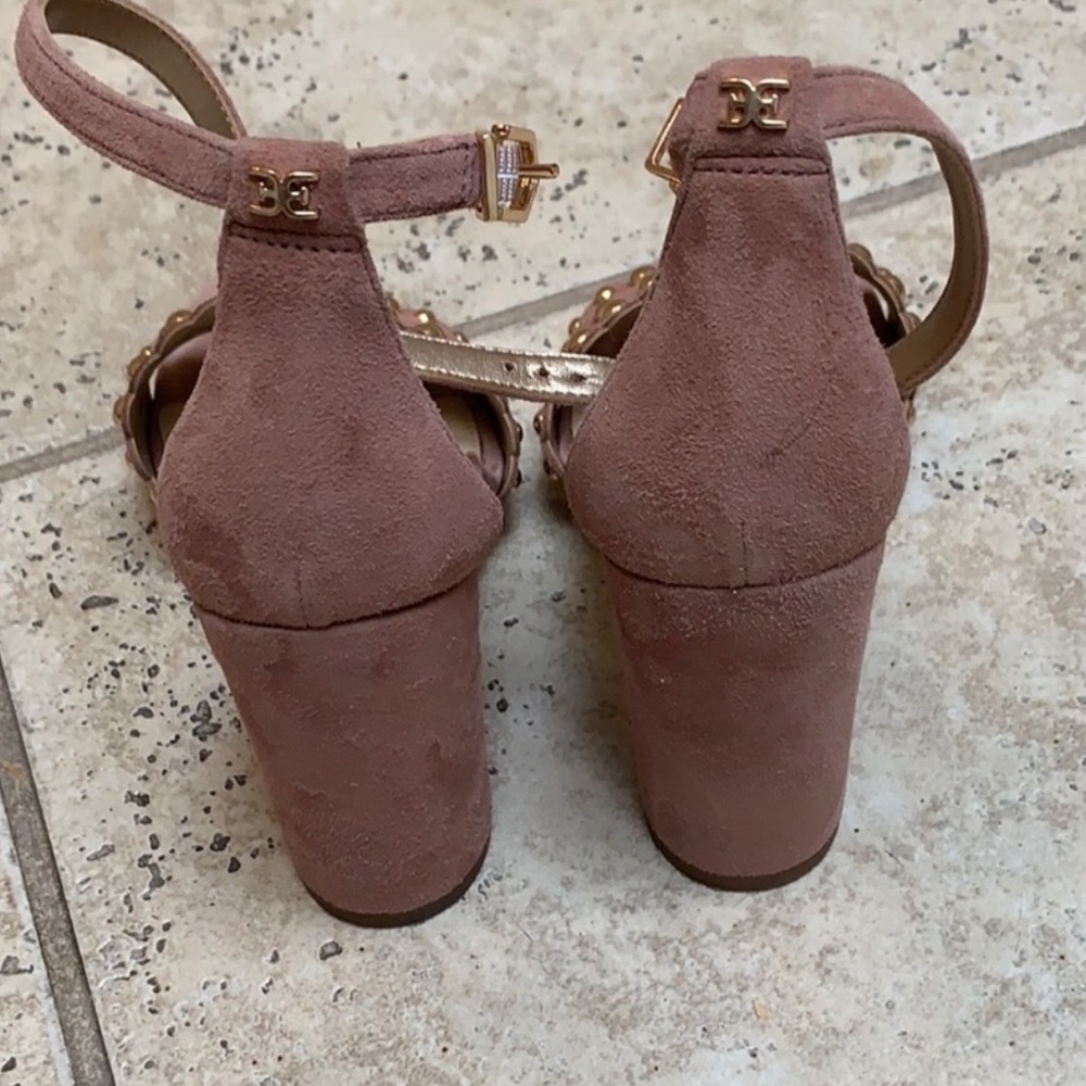 SALE!! Sam Edelman Dusty Rose Suede Block Heel - Picture 3 of 3